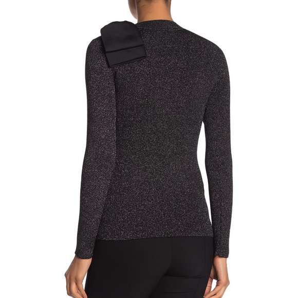 NWT TED BAKER Sweater- Metallised Bow Ribbed Knit - Picture 3 of 8